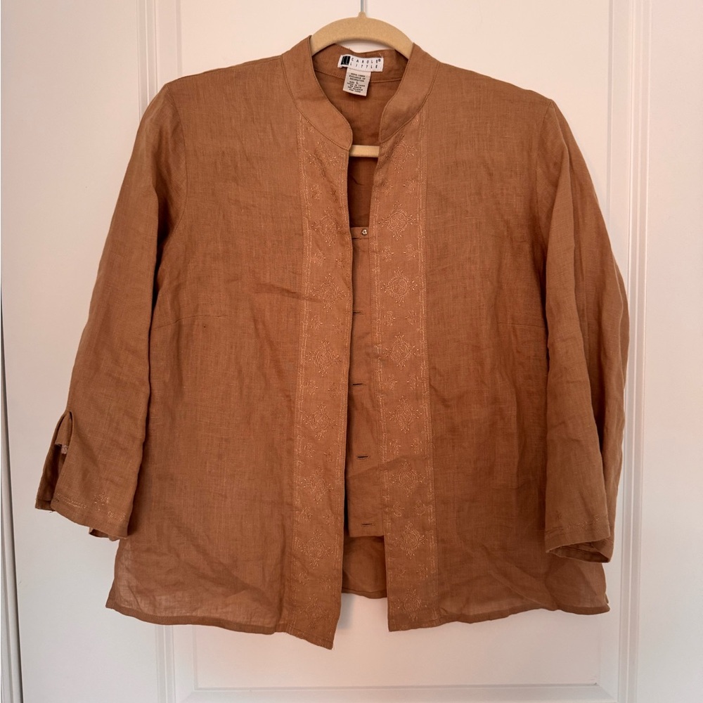Carole Little Tan Embroidered Jacket